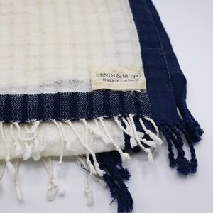 Denim & Supply Scarf Unisex Gauze Fringe Tassel Cream Navy India
